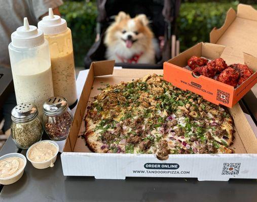 Butter Chicken + Lamb Kebab Pizza ($36.99) + Tandoori Wings (6 pc-$11.90) - SALT BOMB!