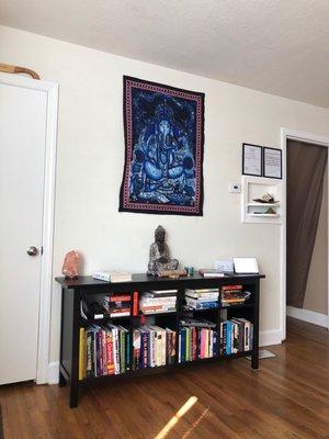 The peaceful waiting area before you float or if you take your partner or friend and are waiting while they float.