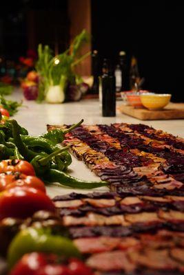 Beets carpaccio in making