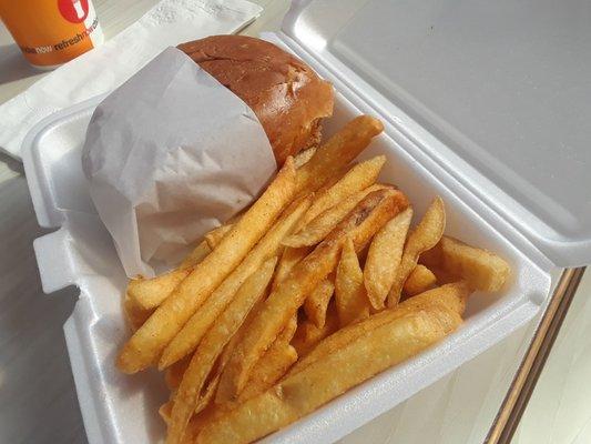Kid2's chicken sandwich & "fries." Fries were hard, hollow shells s: