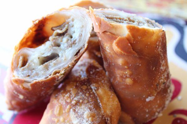 An American Egg Roll! Steak and Cheese!