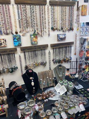 Lots of crystal jewelry