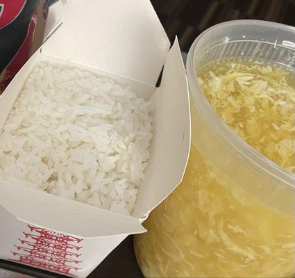 Egg drop soup with white rice