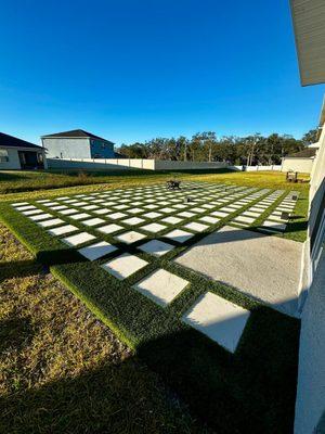 Back patio artificial grass/ concrete design
Call In for a project like this.