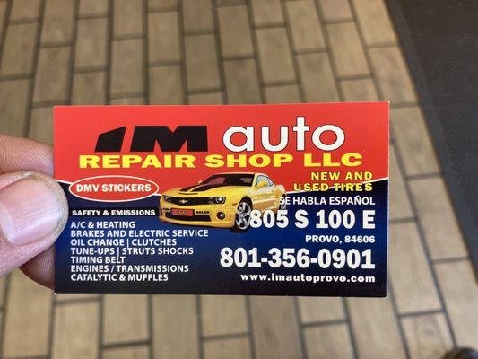 Business card and info