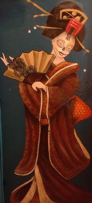 Cool mural in the restroom.