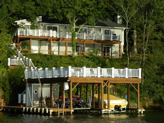 Lake Gaston Deck and Dock with painted rails