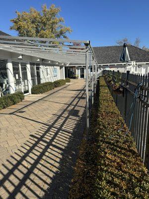 Walkway to pool locker's