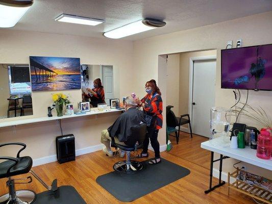 Christi doing hair color