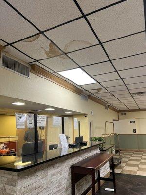 Leaks in ceiling.