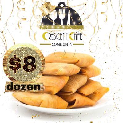 12 tamales for just $8! Pork, chicken or beef tamales available with 3 different sauces to mix and match.
