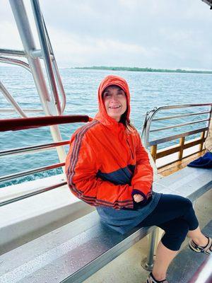 Cruising Lake Huron while dogging rain drops and having big fun!