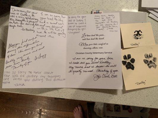 Sympathy note from veterinarian.
