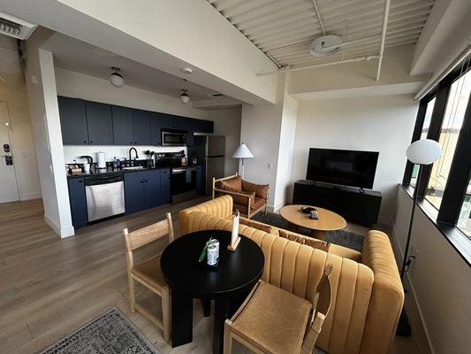 Nice living and kitchen space with everything you could need