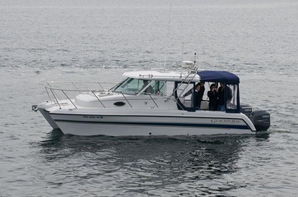 A fully enclosed and heated catamaran for your comfort.