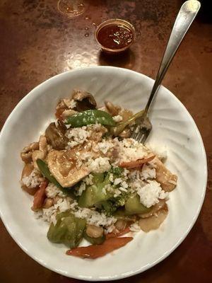 Chicken with mixed vegetables at home in my own bowl