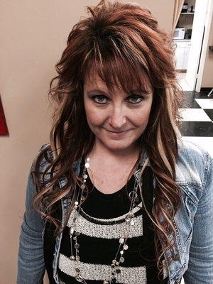 With her hair extensions