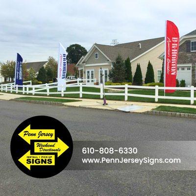 We provide sales center signs, such as flags, as well as weekend directional sign services.
