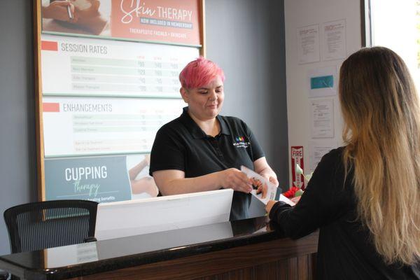 Our front desk team is here to welcome you with a smile and make your visit seamless! We're ready to help with all your needs.