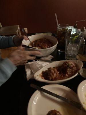 Lasagna and meatballs