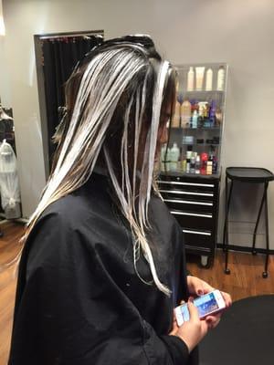 Balayage being processed