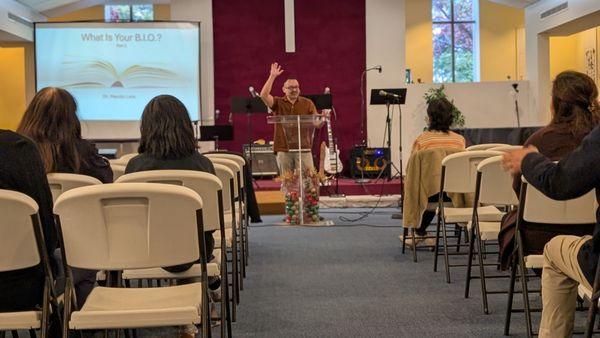 Pastor Mando preaching