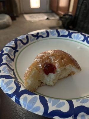 Jelly donut with about a teaspoon of jelly. Ridiculous