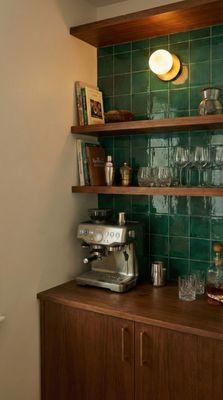 Glossy green 6x6 ceramic tile that adds a clean, modern touch to kitchens and bathrooms. Durable, easy to clean, and perfect for renovations