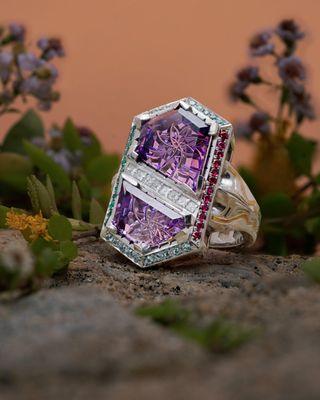 Stunning custom amethyst ring made by Steven Tyler The Designer