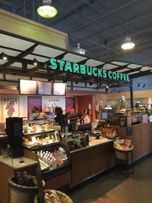 They have a small Starbucks kiosk