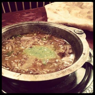 The Fahsa (lamb stew) and yummy bread.