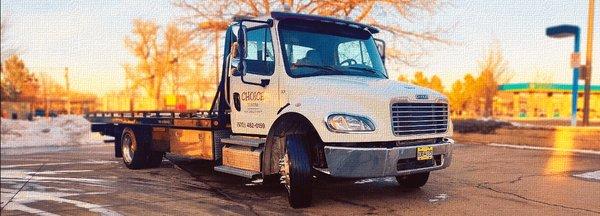 Choice Towing flatbed tow truck in Ft Collins