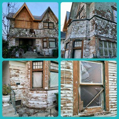 Stage 1: The asphalt shingle roof was just replaced by Up to Code Inc, and the rest of this work is about to begin!