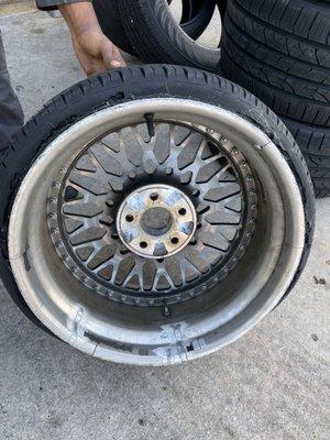 Don't mind the welds, sidewall blew and tore up and cracked the barrel.