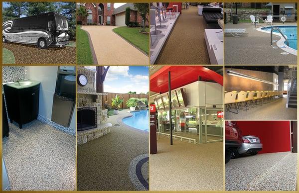 Residential & Commercial Applications: Save money over replacing concrete, creating an extremely durable yet elegant solution.