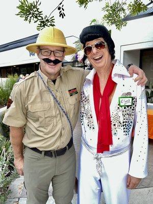 Our very own Dr. Lester dressed as Elvis (a few years ago on Halloween) with our dear friend Dr. Baum, the best Orthodontist around!