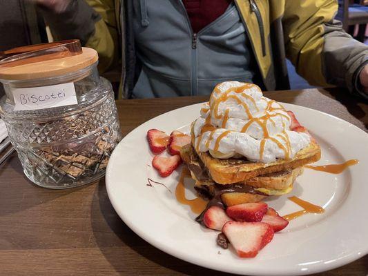 Biscotti on the table for nibbling. Special French Toast