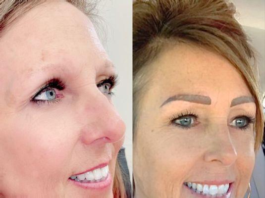 Before and after Powder Brows