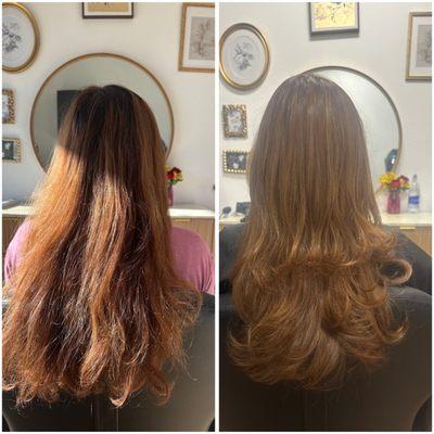 Balayage before and after