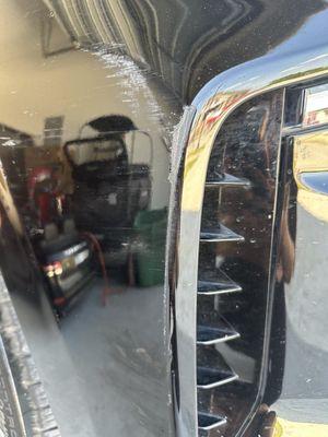 Damaged right fender