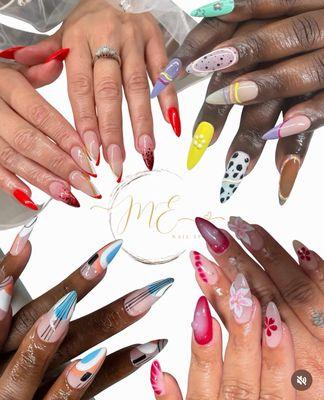 Gel x nails with design