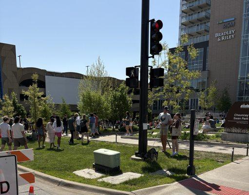 Park lawn where the crowd was congregating to listen to the music