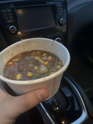 Tiny serving of beef stew for $27