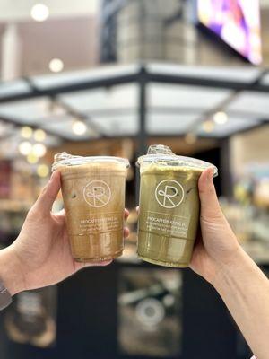 Churro madness (left) and chaga matcha (right)