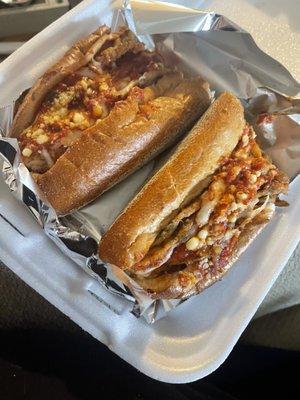 Eggplant parmigiana sandwich