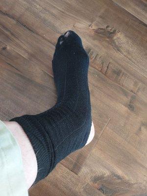 My new dress socks after wearing them less than ten times. All that I bought for the year from Kohl's did similarly.