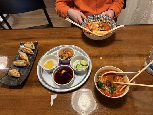 Fried Gyoza spicy chicken ramen