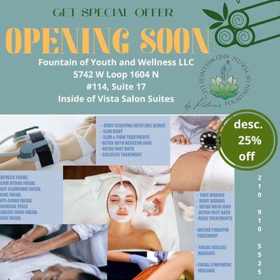 Visit our website and take advantage of the great offers we have for our Grand Opening!
www.fountainyouth.net