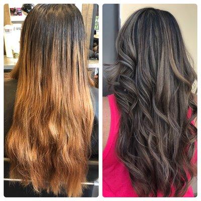 Color correction, shadow root and balayage done by Bri