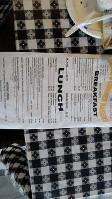 Menu. They serve a dinner menu on Friday and Saturday.